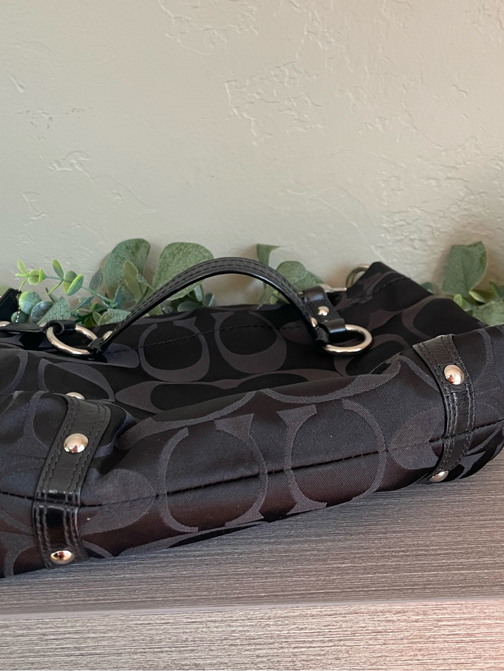 Coach Y2K Vintage Medium Carly Shoulder Bag 10619 Black Signature Jacquard Brass - Picture 3 of 5
